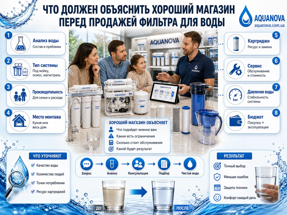 Что должен объяснить хороший магазин перед продажей фильтра для воды